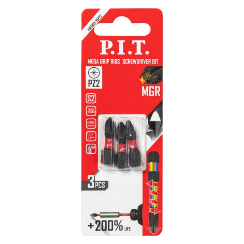 Бита ударная P.I.T. ASDR02-25PZ2, PZ2x25 мм, 3 шт в уп.  в Туле