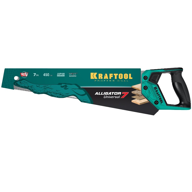Ножовка по дереву Kraftool Alligator Universal 7 15004-45_z01 (зубьев на дюйм 7, длина лезвия 450 мм, вес 0.49 кг)