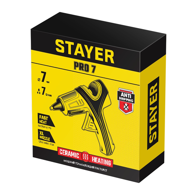 Пистолет термоклеевой, электрический Stayer Professional PRO 7 0681-07, d 7мм, 7 г/мин. в Твери