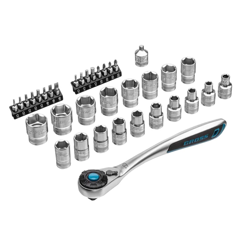 Набор торцевых головок Gross 14144 (трещотка 120 зубьев, 1/2", CrV, 36 предметов) в Туле
