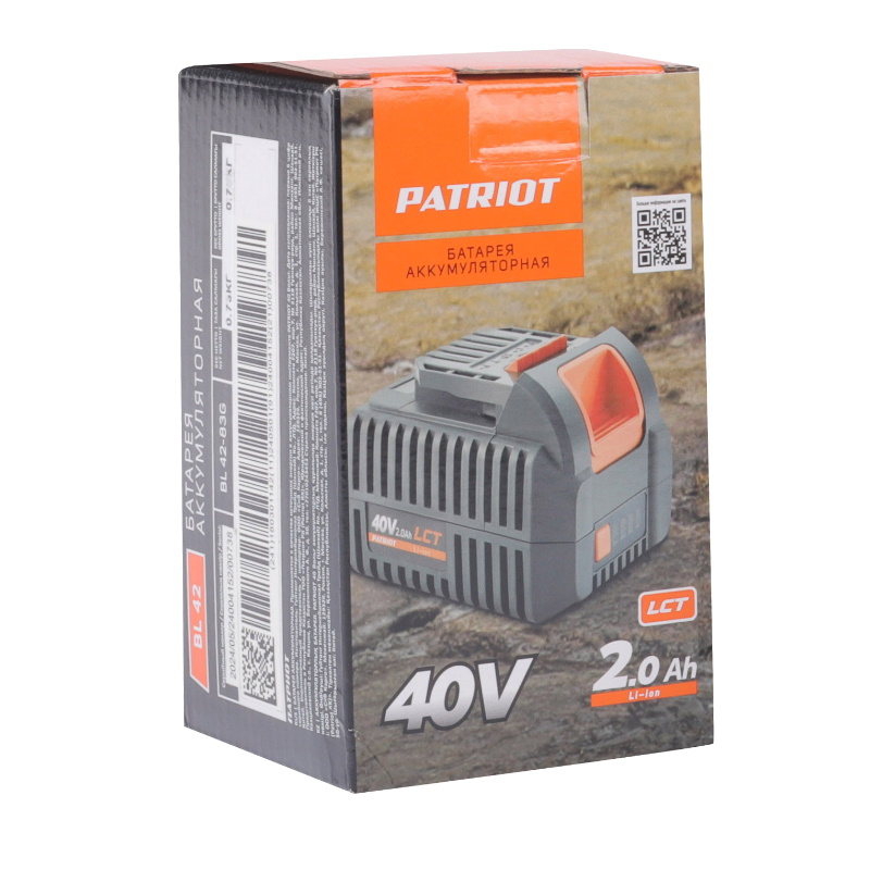 Батарея аккумуляторная Patriot BL42 180301142, 40В, платформа LCT, 2 Ач (18650)   в Череповце