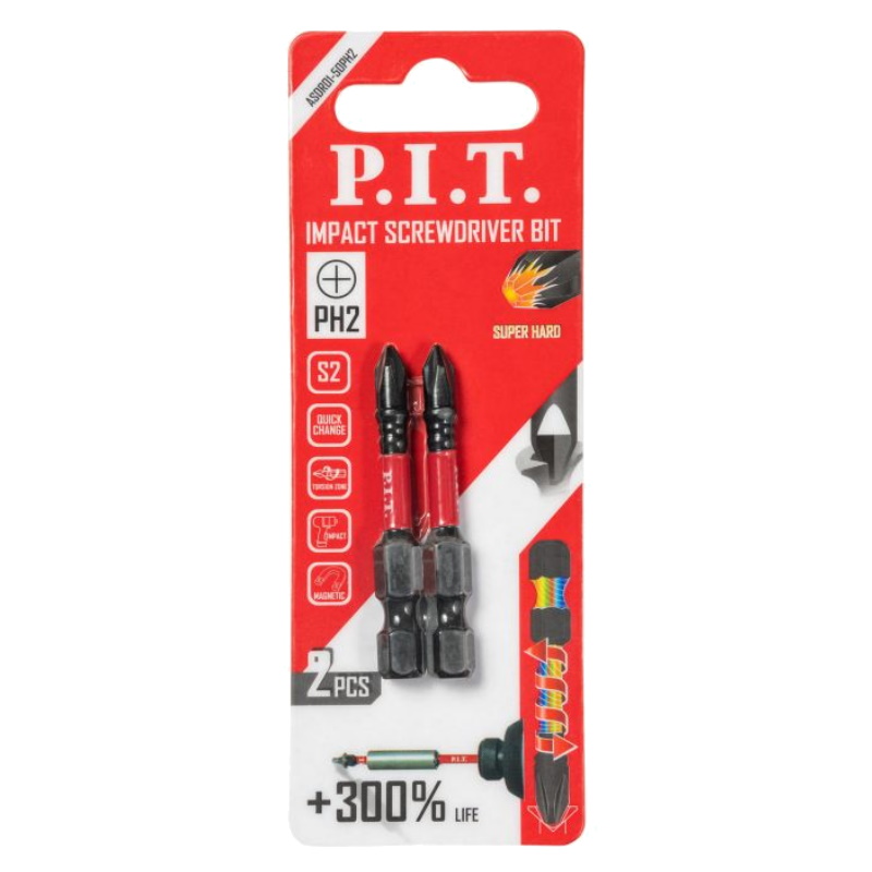 Бита ударная P.I.T. ASDR01-50PH2, PH2x50 мм, 2 шт в уп.  в Рыбинске