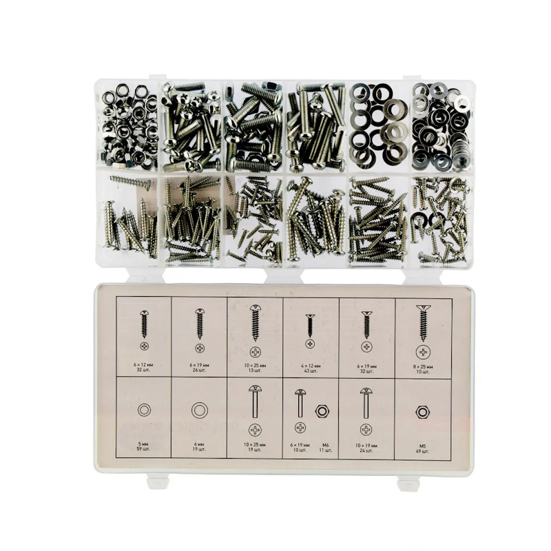 Набор саморезов, винтов, гаек, шайб Сибртех 47609, 347 предметов