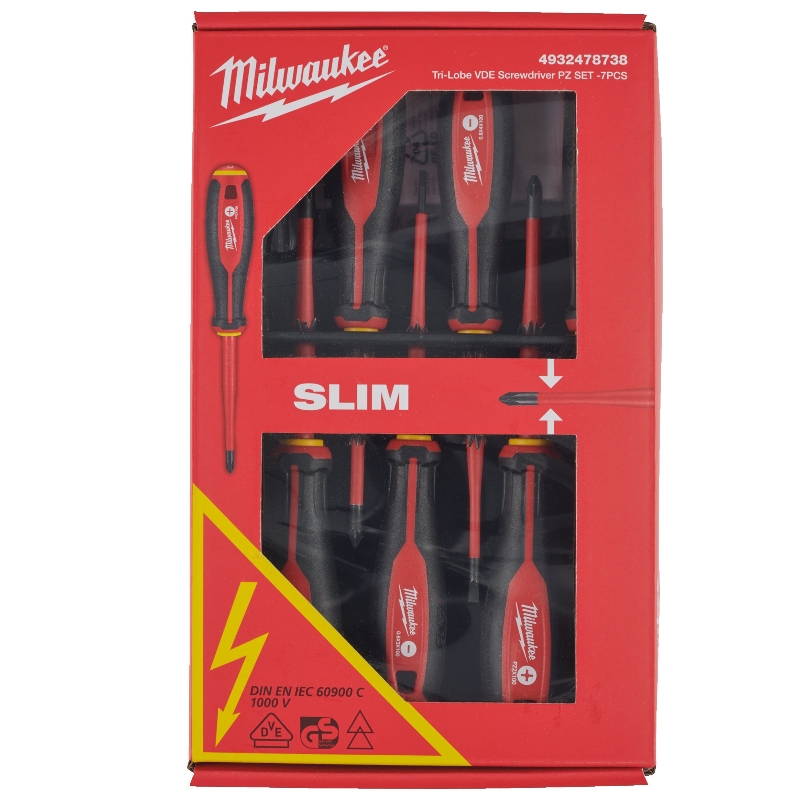Отвертки диэлектрические Milwaukee 4932478738, VDE, трехгранная рукоятка, набор 7ед. (SL 2.5/SL 3/SL 4/PZ1/PZ2/PH2/тестер) в Александрове