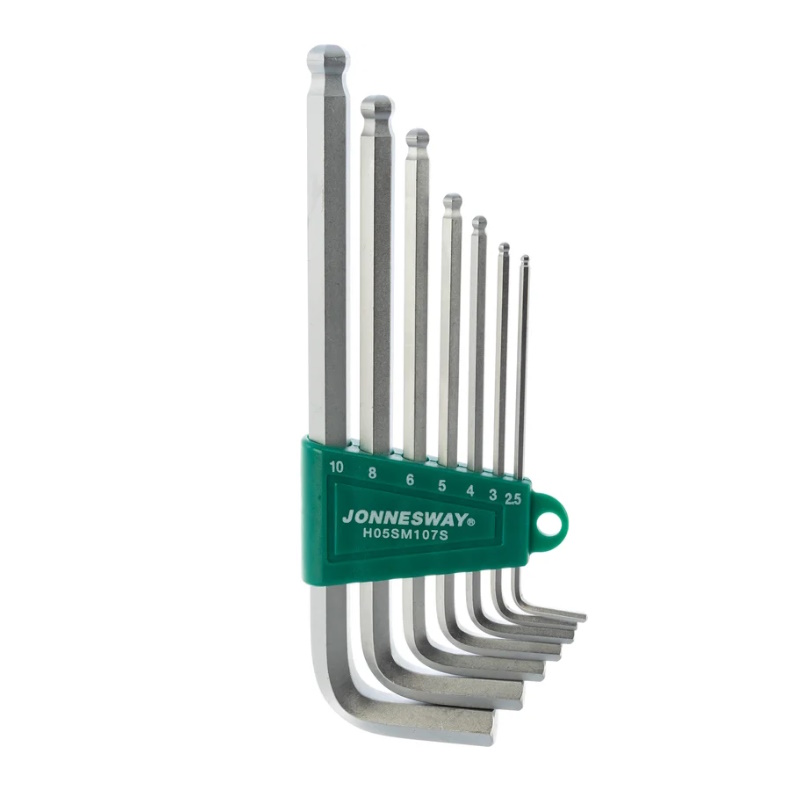 Комплект шестигранников Jonnesway H05SM107S (2,5-10 мм, с шаром, с шаровым окончанием 7 предметов, вес 0.35 кг) в Иваново