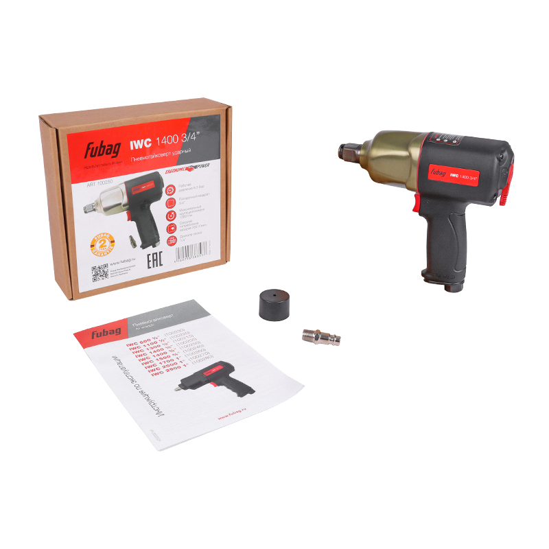 Ударный пневмогайковерт Fubag IWC 1400 34 100250 расход воздуха 255 лмин максимальный крутящий момент 1390 нм