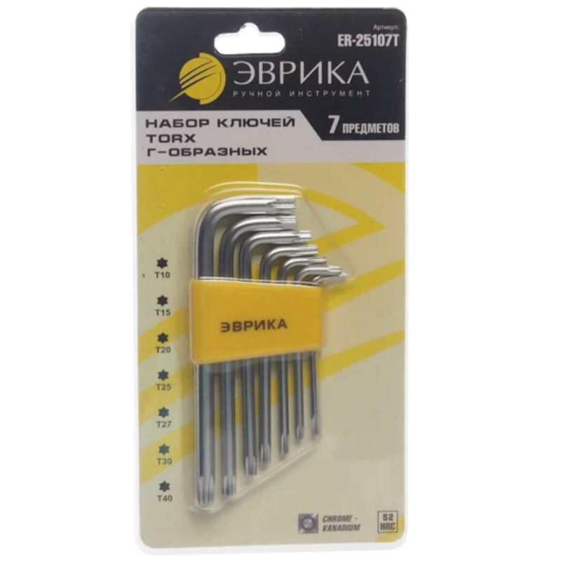 Набор ключей TORX Эврика ER-25107T, Г-образных, T10-T40, 7 предметов в Муроме