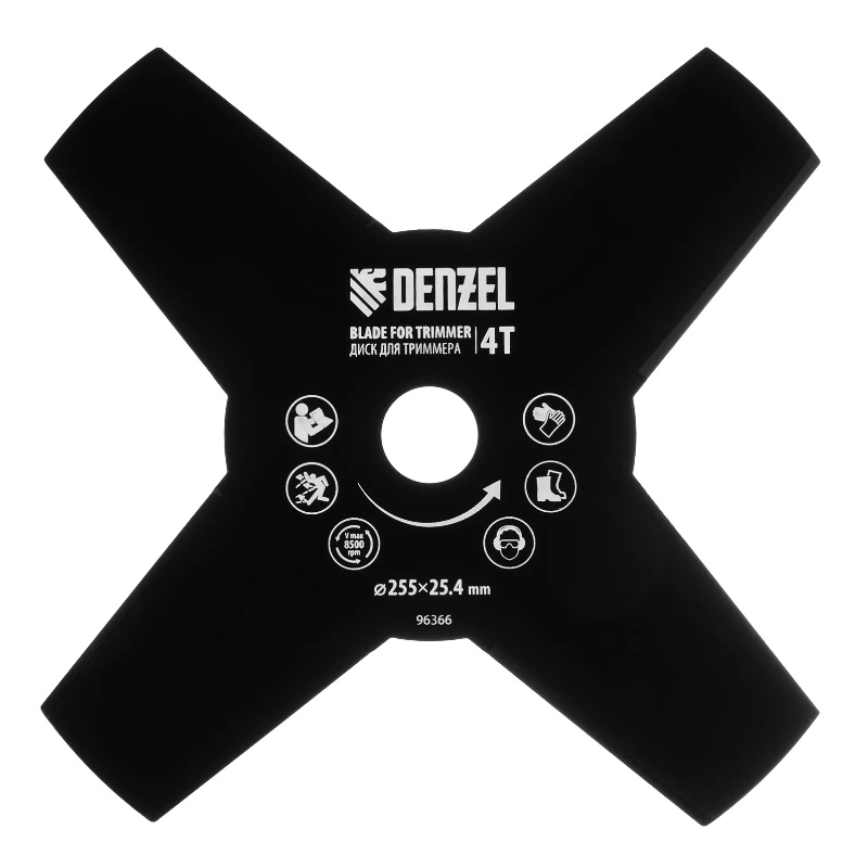 Диск для триммера Denzel 96366 255х254 толщина 16 мм 4 лезвия 305₽