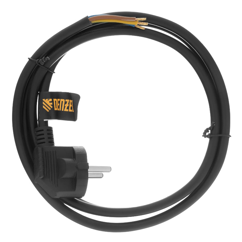 Шнур сетевой Denzel Energy Series 37671, ПВС, 1,5 м, 3х1,5 мм, с неразборной вилкой, черный в Костроме