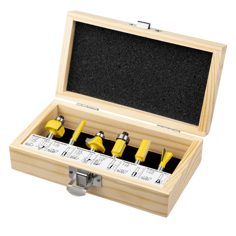 Набор фрез по дереву Kolner KMC 86 4610092019642 диаметр 6мм-225мм диаметр хвостовика 8мм 6 шт 1100₽