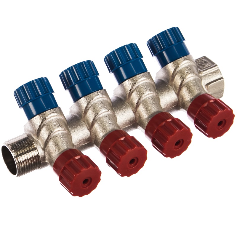 Коллектор с вентилями Valtec VTc.560.N.0504, 3/4", 4 х 1/2" во Владимире