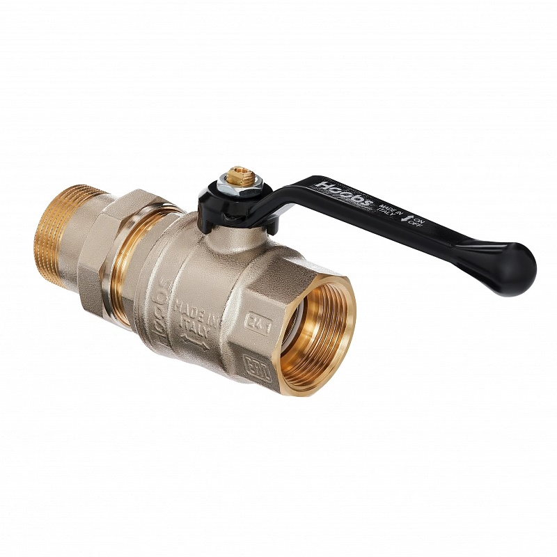 Кран шаровой Hoobs ORION 15122H, с американкой, НР/ВР, 1/2'', с алюминиевым рычагом