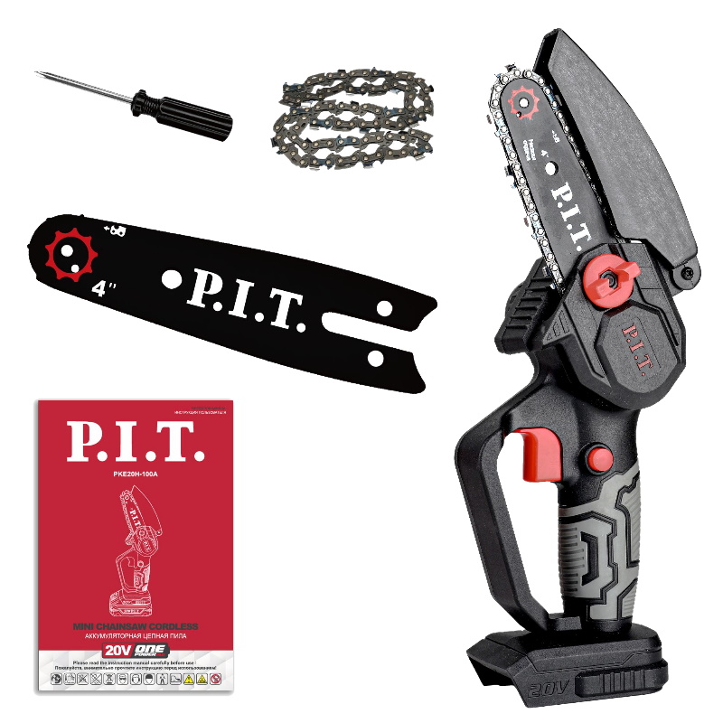 Мини-пила цепная аккумуляторная P.I.T. PKE20H-100A Solo (20 В, 3500 об/мин) в Угличе