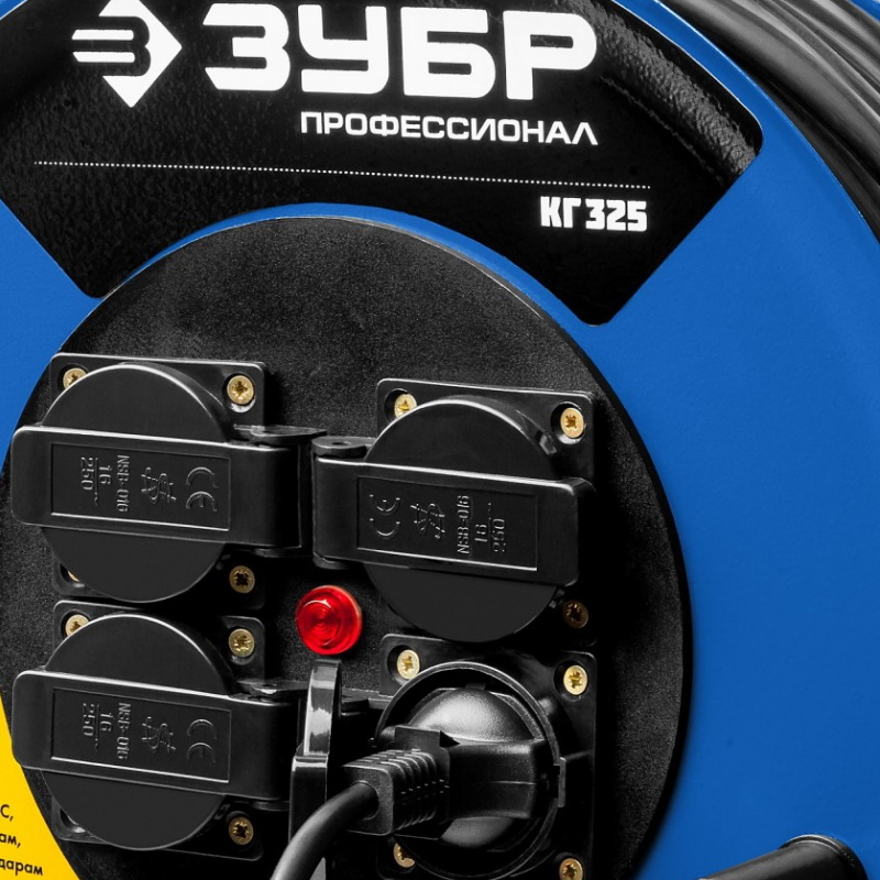 Удлинитель на катушке Зубр "КГ 325" 55079-20, 20 м, 4000 Вт, 4 гнезда, IP44, КГ 3х2,5 кв мм  во Владимире