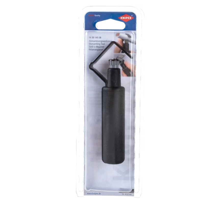 Стриппер Knipex KN-1630145SB, для круглого кабеля из ПВХ, резины, силикона, тефлона (ПТФЭ), Ø 19 -40 мм, длина 150 мм в Муроме