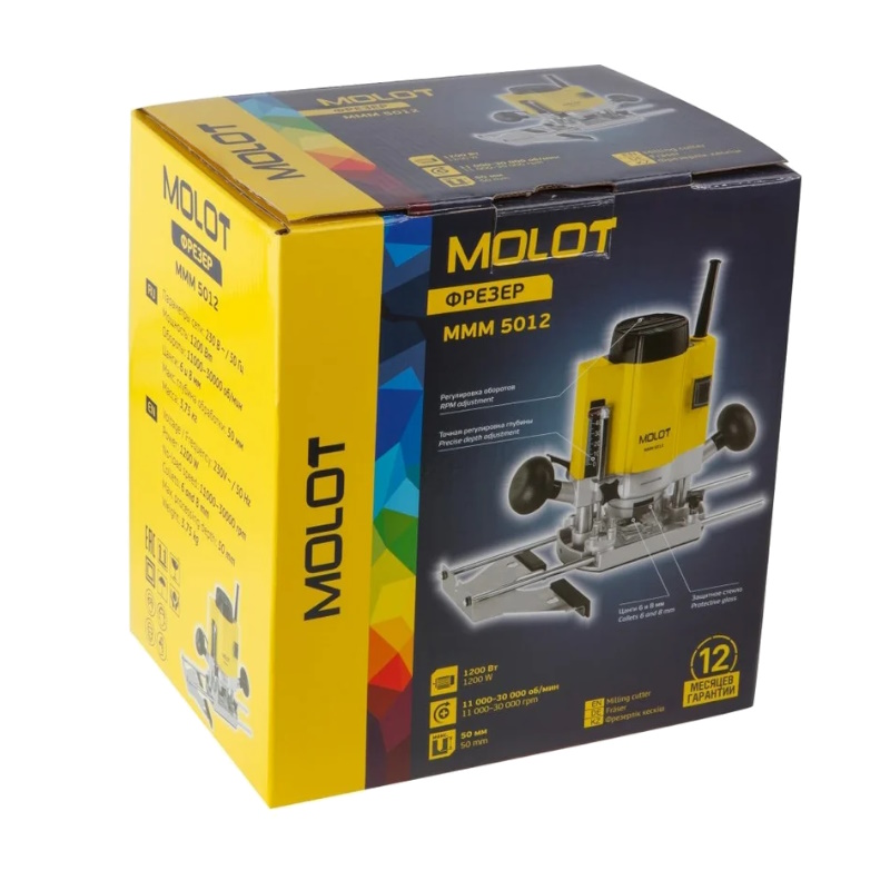 Фрезер Molot MMM 5012 MMM501200019, в коробке, 1200 Вт, 11000-30000 об/мин  в Кинешме