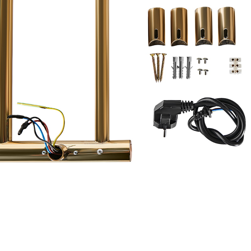 Полотенцесушитель электрический Stout SHQ-J8RR-F08050 JAZZ round, 80*50, золотой хром 585, с полкой