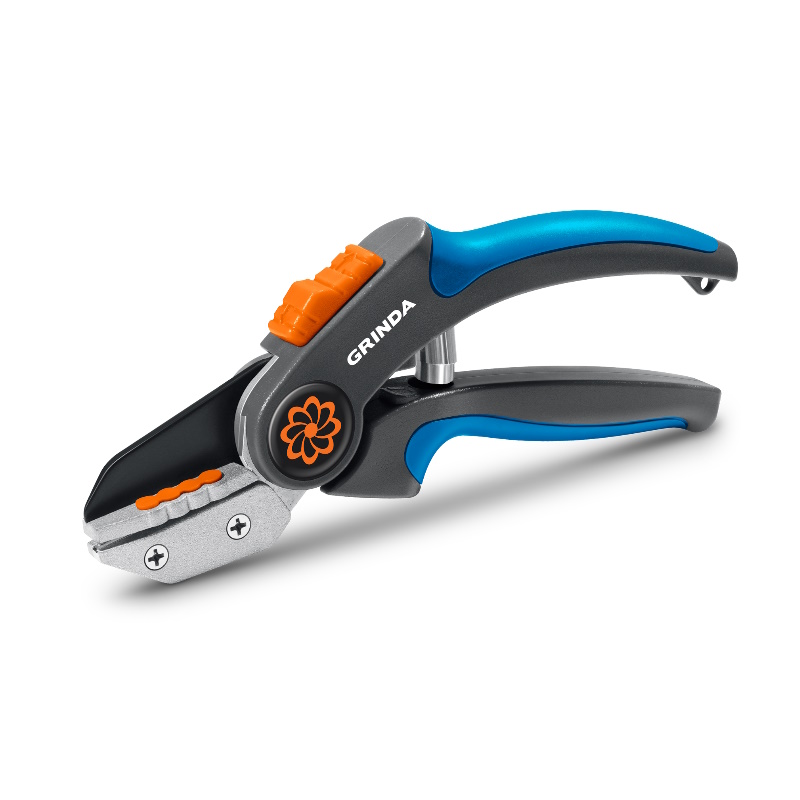 Контактный секатор Grinda P-56 PROLine 23456, легированная сталь, двухкомпонентные рукоятки, 205мм