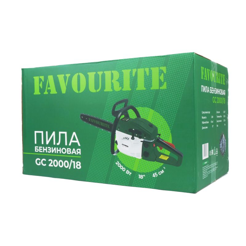 Профессиональная бензопила с декомпрессором Favourite GC 2000/18, 2 кВт, 45 см3, шина 45 см, количество звеньев 72, объем топливного бака 0.55 л в Кинешме
