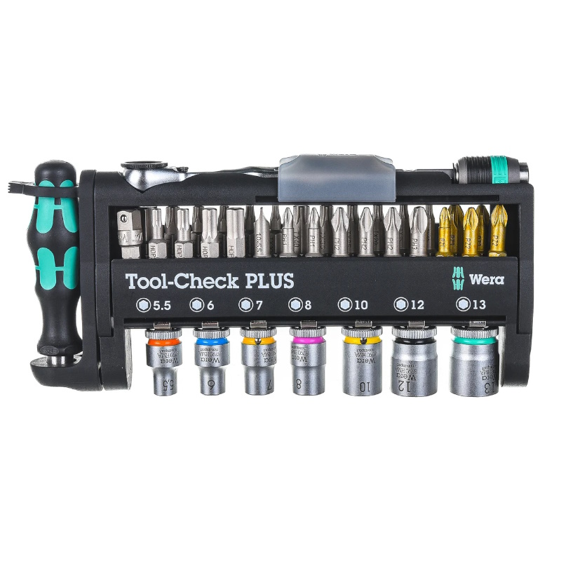 Набор бит и головок Wera Tool-Check PLUS WE-056490, с трещоткой и отвёрткой-битодержателем , 39 пр.  в Костроме
