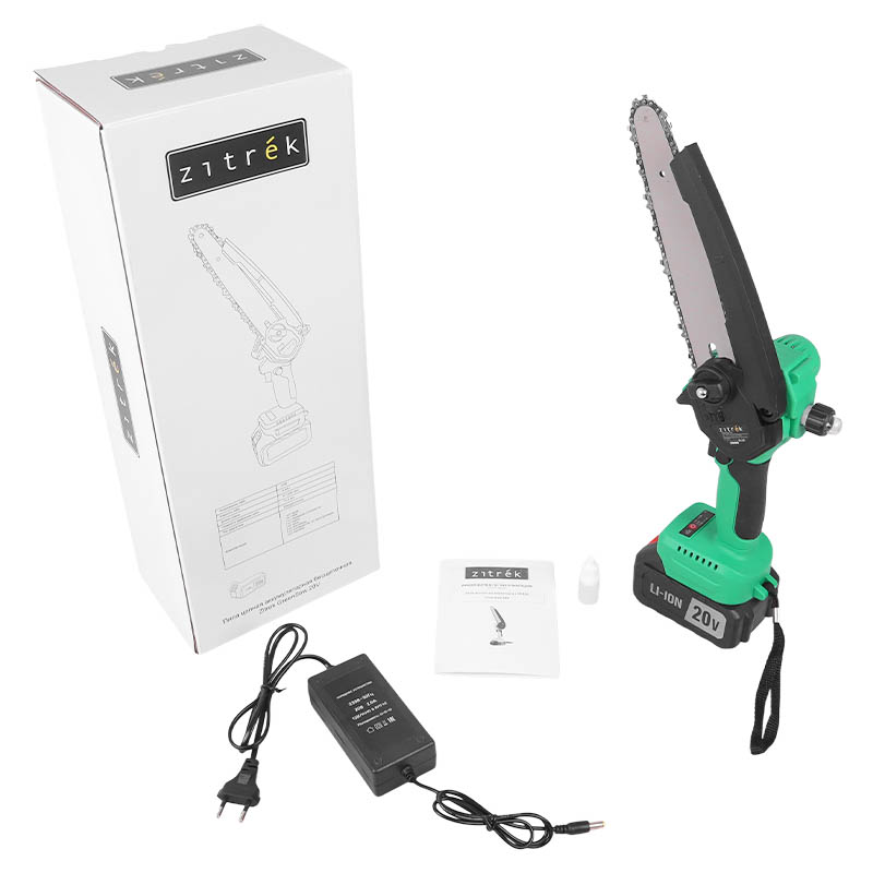 Пила цепная Zitrek GreenSaw 20V 082-1858, аккумуляторная, бесщеточная ( АКБ 1 х 4ач +ЗУ), шина 8" в Вологде