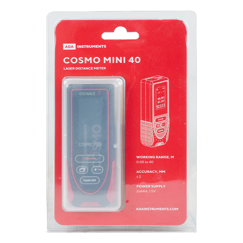 Лазерная рулетка ADA Cosmo Mini 40 A00490 (красный луч, диапазон 40 м, точность 	±2 мм) в Костроме