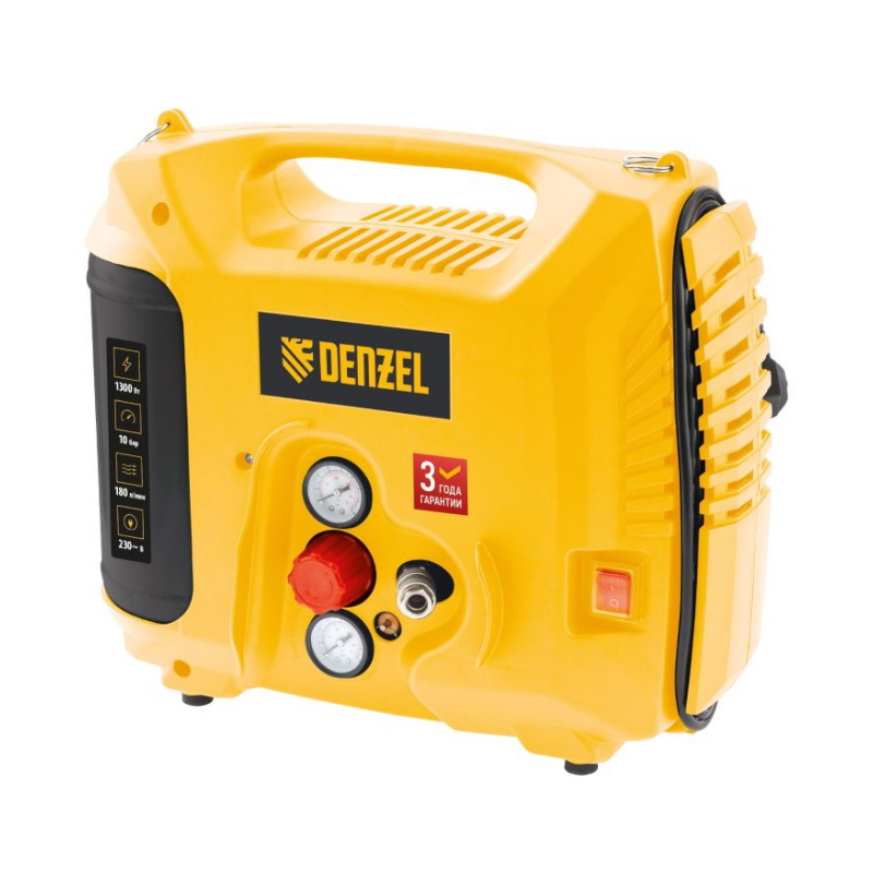 Компрессор воздушный Denzel DL1300 58011 10 бар 13 кВт 180 лмин 5 л с набором аксессуаров 12642₽