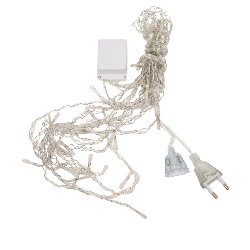 Гирлянда светодиодная Космос "Бахрома" KOC_CUR-V21 1757841, 1.8х0.5м, 48LED, схема нитей 1/2/3/5/3/2, теплый белый, IP20, 220В  в Коврове