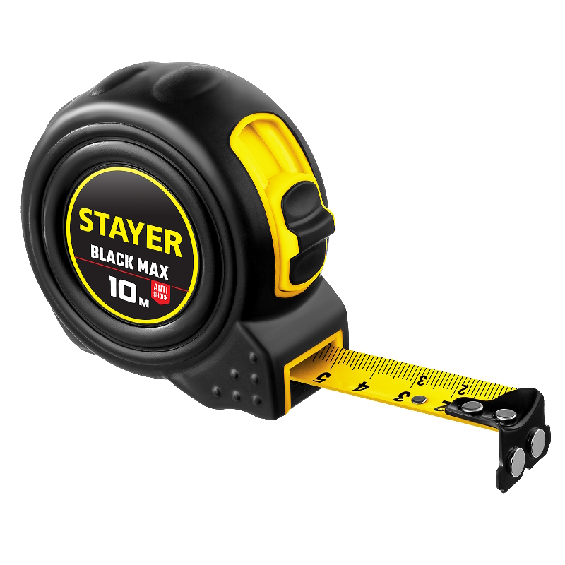 Рулетка Stayer "PROFI" "AREX" 3410-10_z01, двухкомпонентный противоударный корпус, упрочненное полотно, 10м/25мм