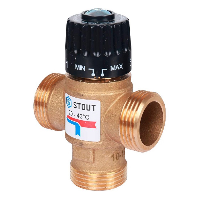 Термостатический смесительный клапан Stout SVM-0120-254325, для систем отопления и ГВС, G 1” M, 20-43°С, KV 2,5 м3/ч в Иваново