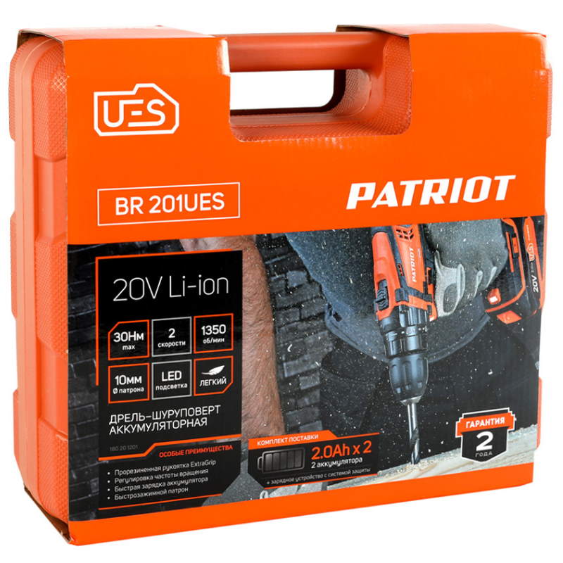 Аккумуляторная дрель-шуруповерт Patriot BR 201UES 180201201 в Костроме