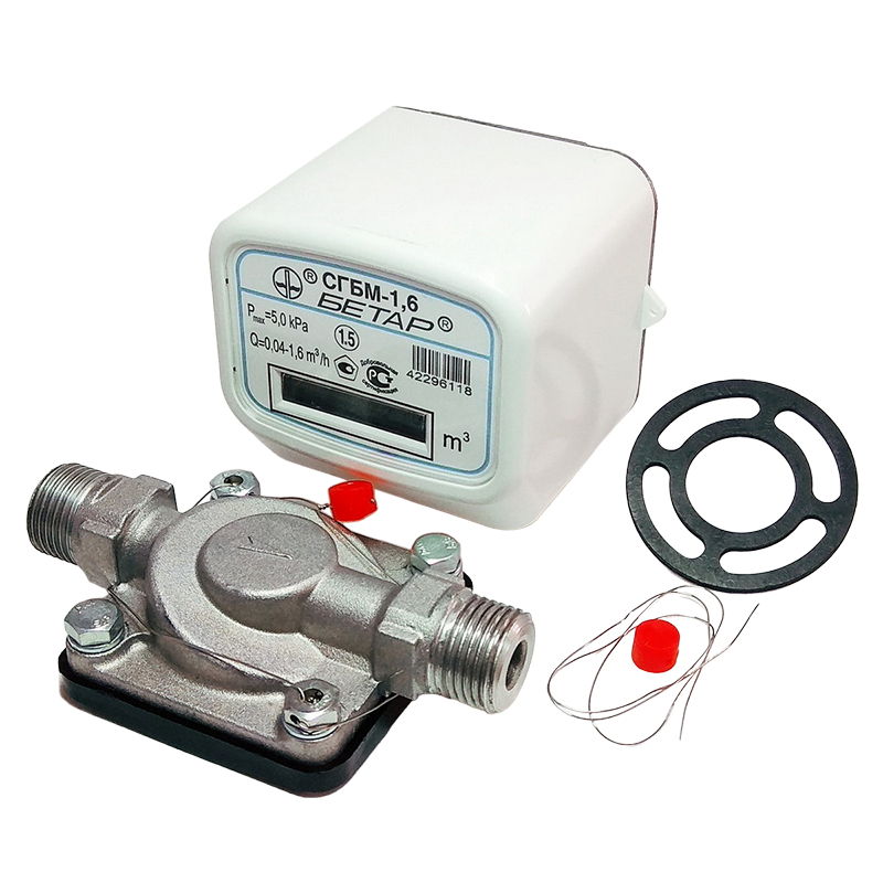 Малогабаритный счетчик газа Бетар СГБМ-1,6 (Qмакс=1.6 м3/час, тройник с накидной гайкой)