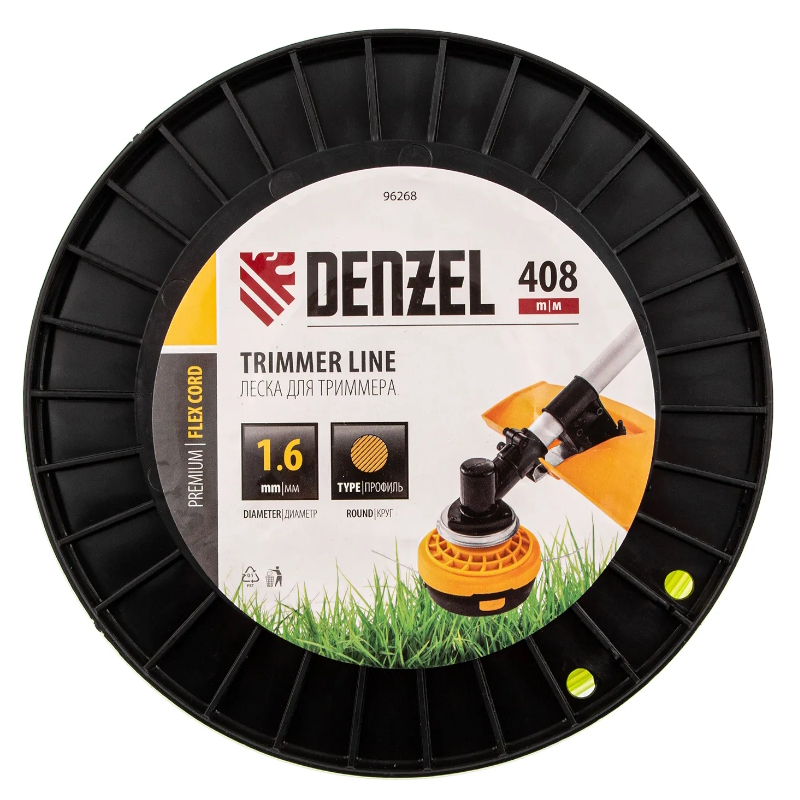 Леска для триммера круглая Denzel FLEX CORD 96268, 1,6мм х 408м, на DIN катушке в Кинешме