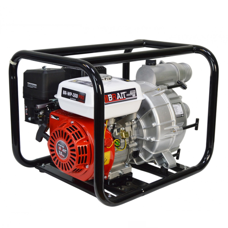 Мотопомпа бензиновая Brait BR-WP-30D PRO 15.01.019.002, 7л.с., производительность 58 куб.м/ч, высота подъема 26м, для грязной воды в Туле