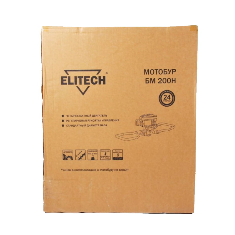 Мотобур бензиновый Elitech БМ 200Н 196784, 4-такт, 196см3, 3.7кВт\5.0л.с.