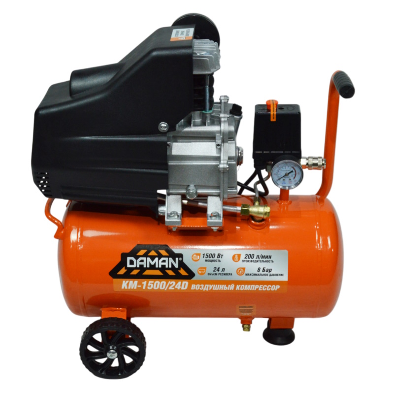 Компрессор воздушный Daman KM-1500/24D 20.01.048.043 (1,5 кВт;240 л/м; 8 bar; реb 24 л, D 47 mm) в Коврове