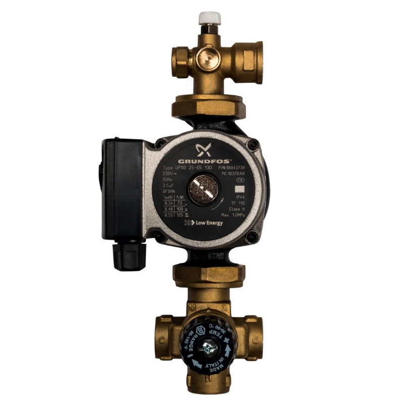 Насосно-смесительный узел Stout Grundfos 25-65 SDG-0020-002002 с термостатическим клапаном и байпасом в Костроме