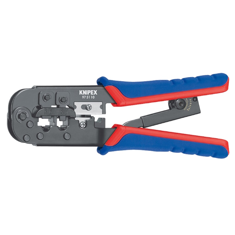 Пресс-клещи Knipex KN-975110SB для штекеров RJ 2 гнезда RJ 1112 6-pin RJ 45 8-pin 190 мм 4534₽