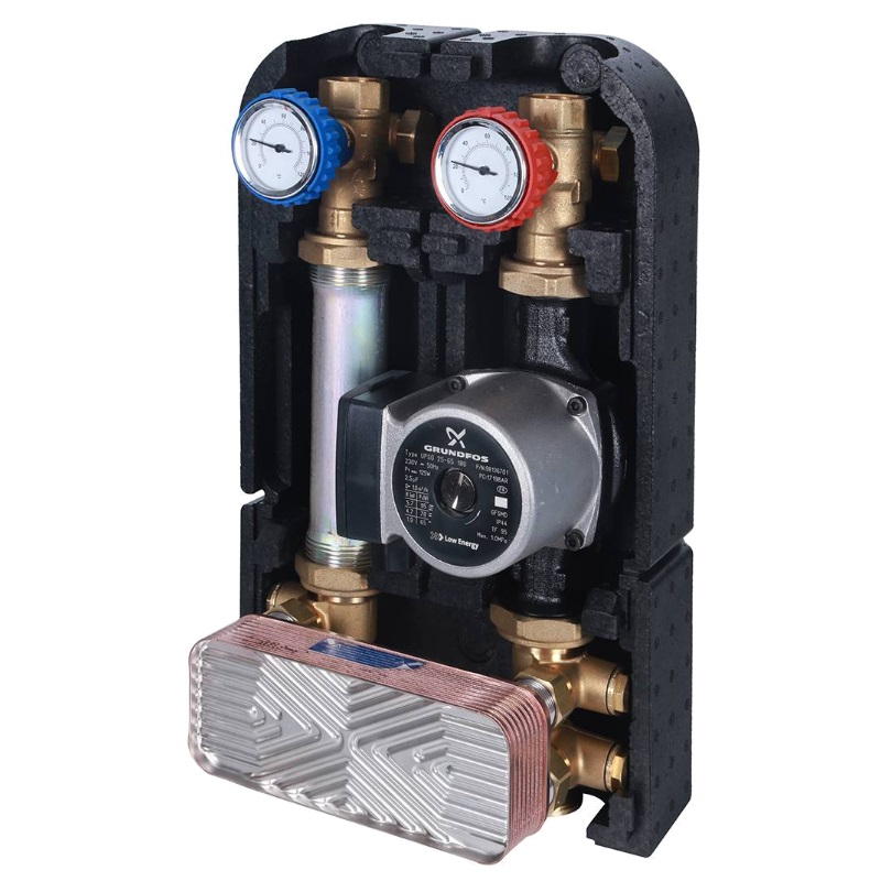 Насосная группа с теплообменником Stout SDG-0038-182502, 18 пластин, с насосом Grundfos UPSO 25-65/180, в теплоизоляции в Иваново