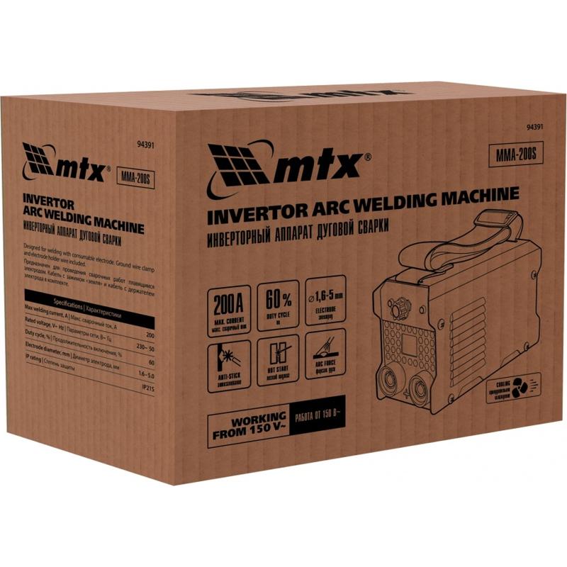Инверторный аппарат дуговой сварки MTX MMA-200S 94391