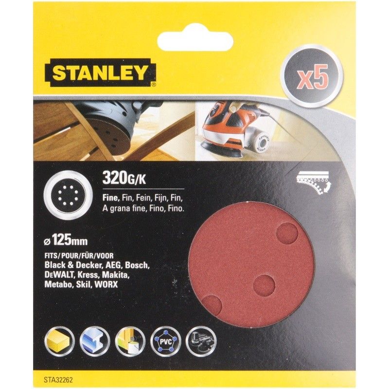 Шлифовальный круг для эксцентриковых машин Stanley 320G STA32262-XJ (5 шт.) в Кинешме