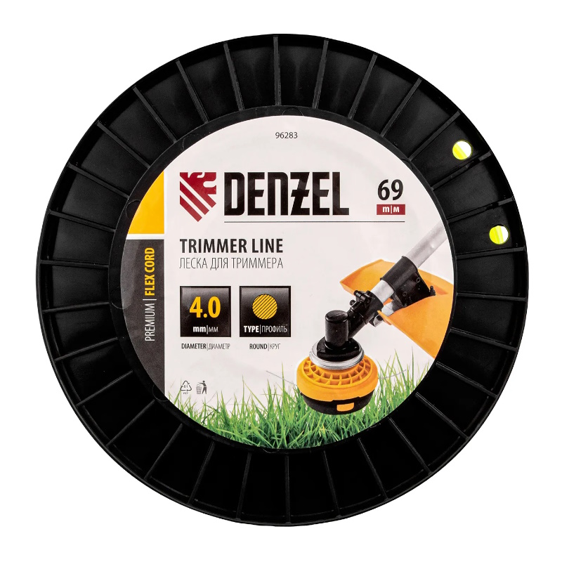 Леска для триммера Denzel FLEX CORD 96283, круглая, 4,0мм х 69м, на DIN катушке  в Твери