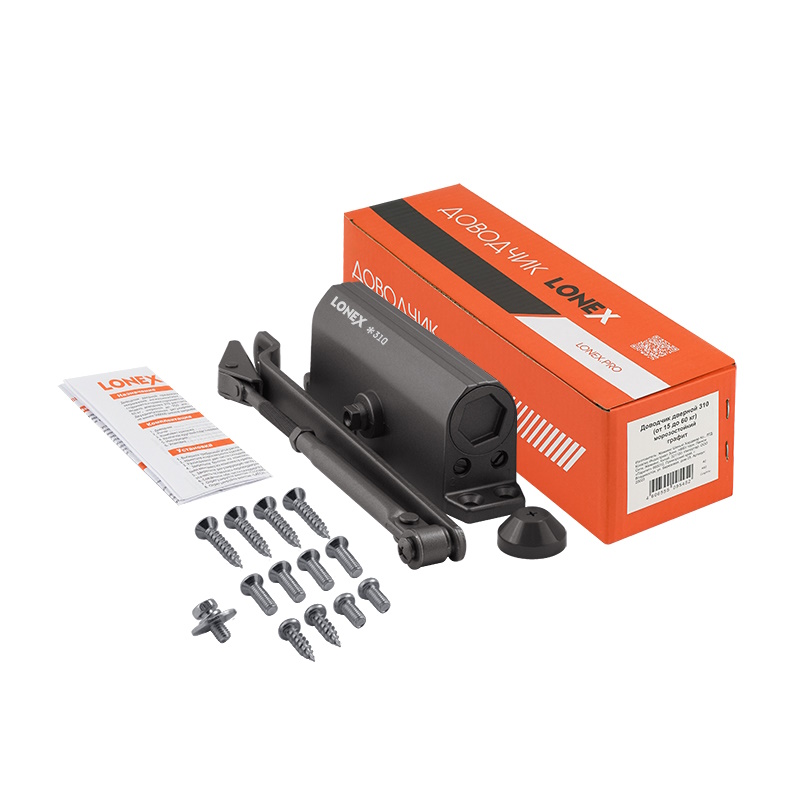 Доводчик дверной Нора-М LONEX 310 20019, от 15 до 60 кг, графит