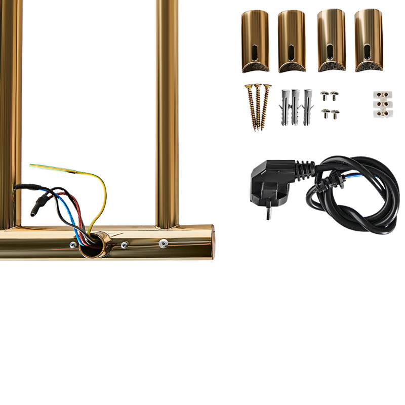 Полотенцесушитель электрический Stout SHQ-R8R0-012008 ROCK round, 120*08, золотой хром 585, 2 опоры в Твери