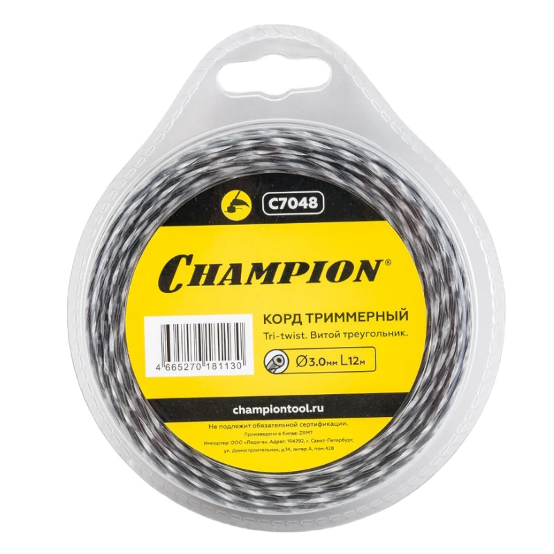 Корд триммерный Champion Tri-twist C7048, 3.0мм*12м, витой треугольник  в Иваново
