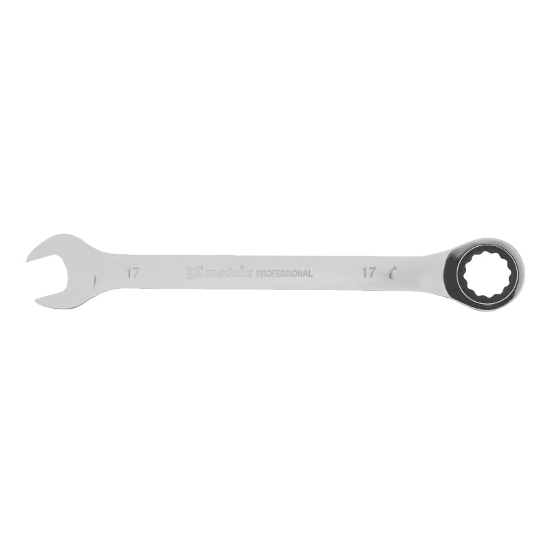 Комбинированный трещоточный ключ Matrix Professional 14810, 17 мм, CrV, зеркальный хром
