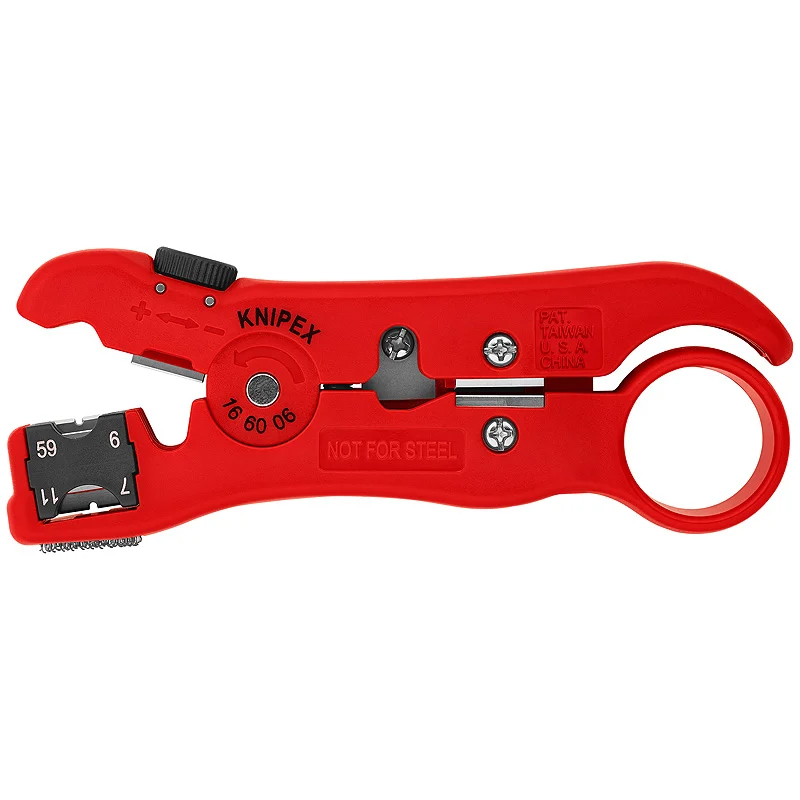 Стриппер Knipex KN-166006SB для коаксиальных RG 59/6/7/11, дата-кабелей, телефонных плоских кабелей 4P/6P/8P, длина 125мм в Иваново