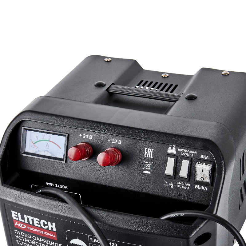 Устройство пуско-зарядное Elitech HD EBC 30/120 206811, 12/24 В, 0.8/3.6 кВт, заряд 12/20 А в Туле