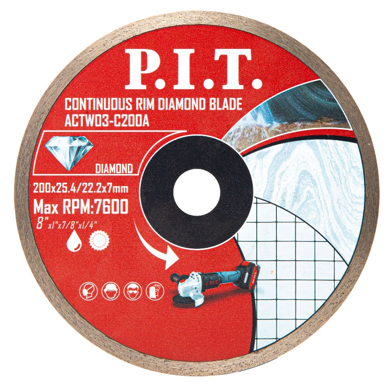 Диск алмазный отрезной сплошной P.I.T. ACTW03-C200A, 200x25,4/22,3x1,6 мм