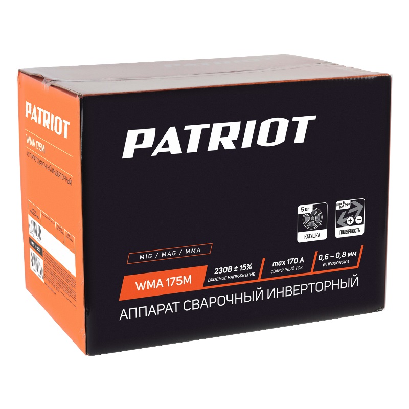 Полуавтомат сварочный инверторный Patriot WMA 175M 605302150, MIG/MAG/MMA